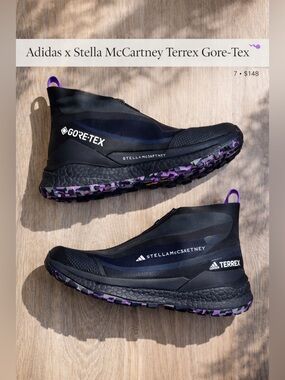 Adidas x Stella McCartney Terrex Gore-Tex Trail Sneakers Black Purple Size 7